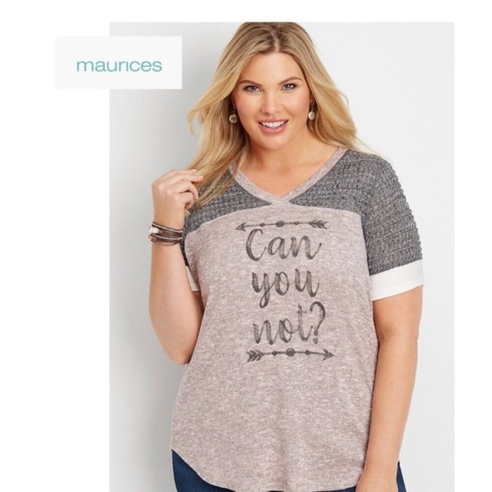 Maurices Can You Not Knit V-Neck Short Sleeve Graphic Top Size Small NWT